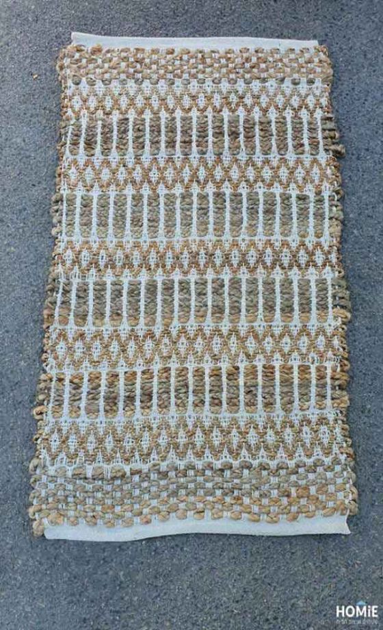 שטיח חבל (יוטה) טבעי עבודת יד וינטג' גיאומטרי מודרני מעויינים איכותי דגם מרקנה לסלון, לחדר שינה, לחדר ילדים, לאמבטיה, למסדרון, למטבח, לפינת אוכל, לחדר עבודה, לגינה ולמשרד. 